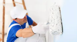 Professional Painter Using Roller To Paint Wall