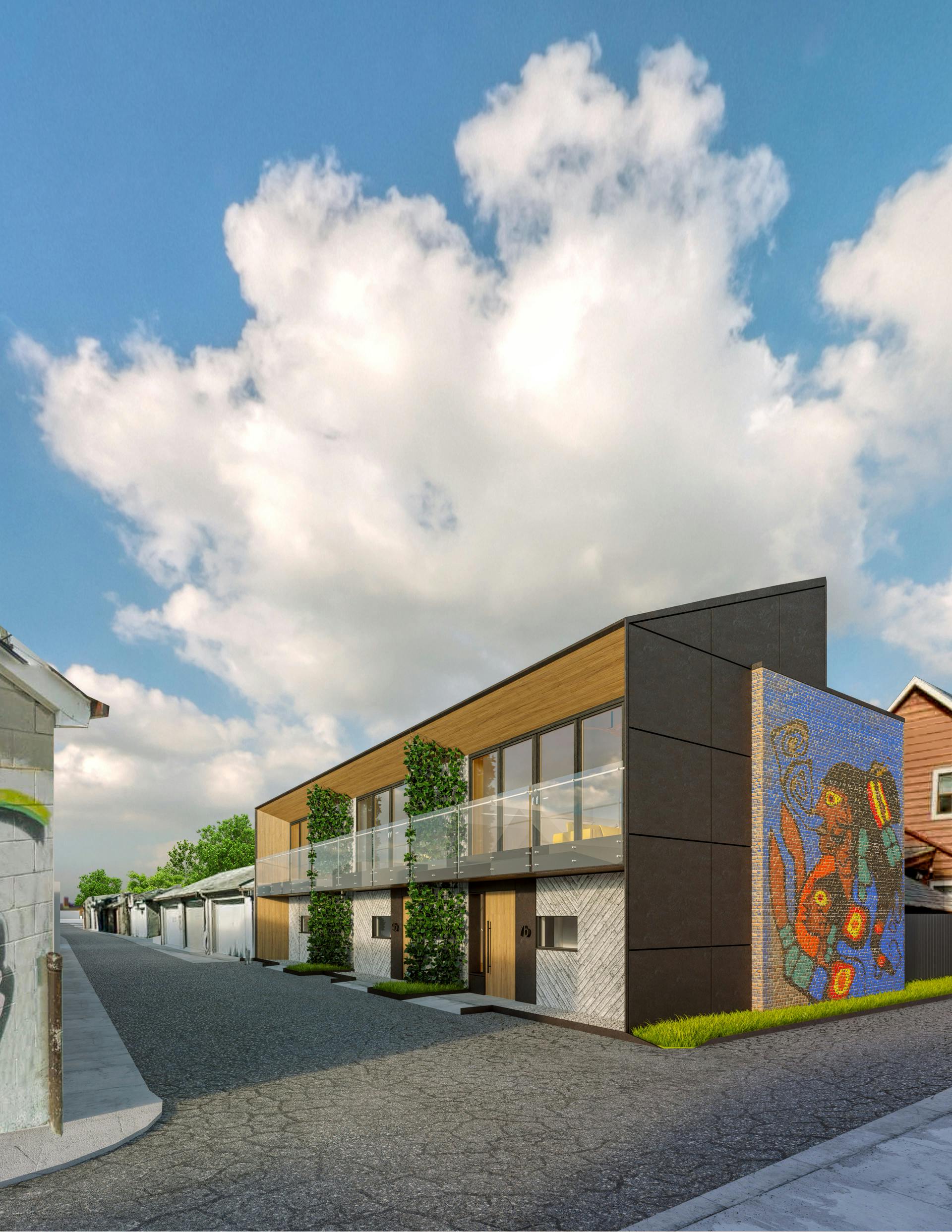 The laneway neighborhoods of Toronto feature back garages connected by narrow public streets. Future Cities Collective came up with innovative, energy-efficient living spaces that repurpose those outbuildings (Illustration: Future Cities Collective)