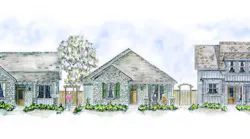 This quaint neighborhood of cottage-style homes is specifically designed for residents desiring efficient living spaces with no maintenance. | Photo: courtesy Larry Garnett Designs