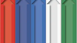 5 Colored Arrows Pointing Up