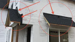 It's not uncommon to see roofing products being installed incorrectly. Among the installation errors: improper lapping of materials, as in this photo, creating a path for water intrusion into the building envelope.