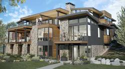 Designed for a mountain community, DTJ Design's triplex building features three stacked flat units, a configuration that maximizes views from every room across each plan. (Scroll down to read more about the design.) | Rendering: DTJ Design