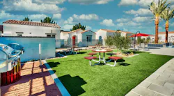 Clubhouse and pool in a build-to-rent community.