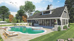 TK Design & Associates' designed this ADU, which also serves as a poolside villa. Scroll down to see the floor plan and other details. | Rendering: TK Design & Associates