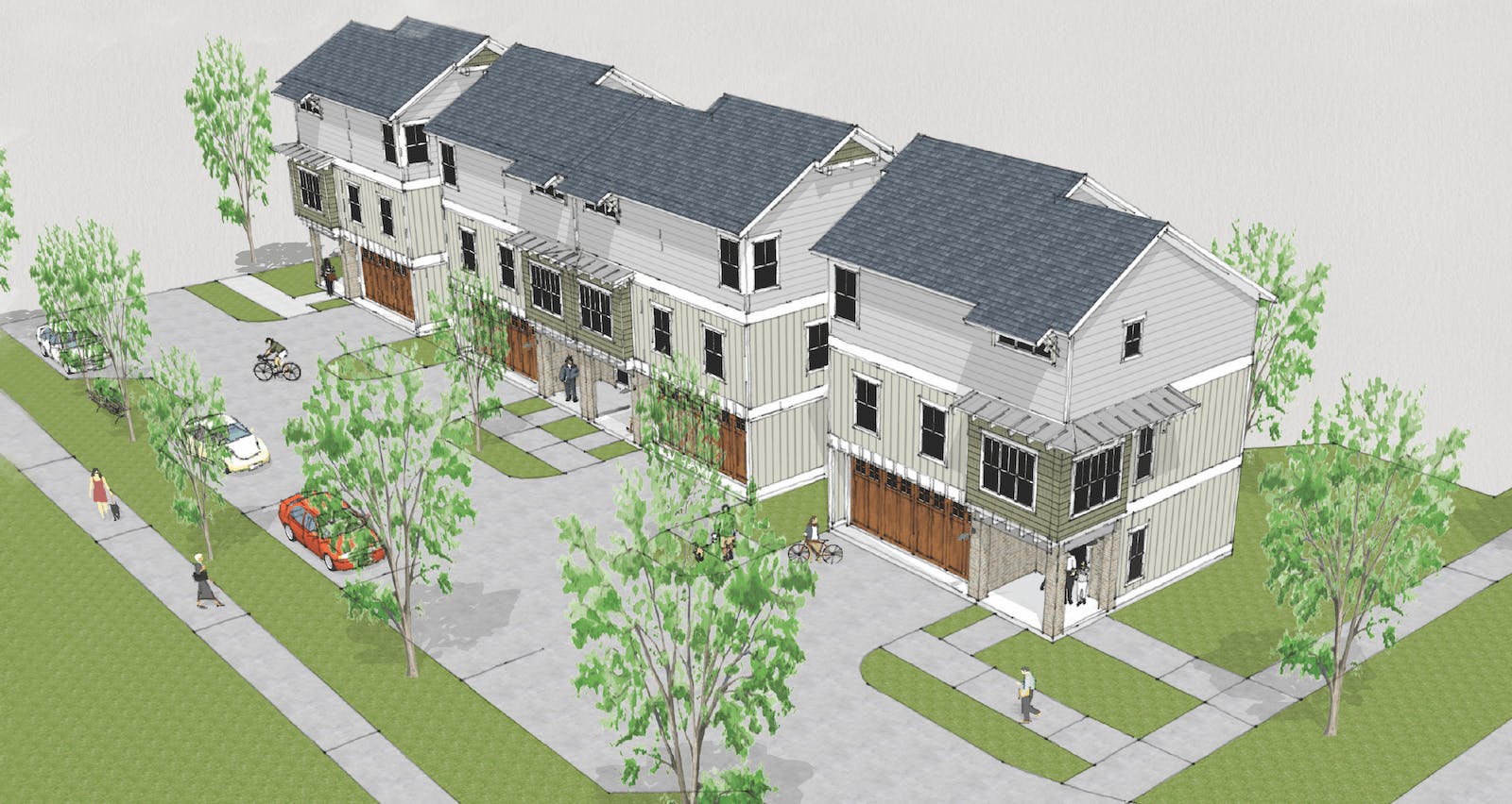 A Rendering Of The Exterior Of Larry Garnett's Jill Townhomes Scroll Down For More Images And Info