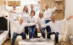 Meet the Camelot Homes team: front row (L-R), Mike Brekke, director of design; Cammie Beckert, managing director—Cameron Custom; Julie Hancock, managing director; and Trent Hancock, managing director—Halcyon Homes. Back row (L-R): Paul Engler, chief financial officer; Adrienne Olcott, director of human resources; Kevin Rosinski, chief operating officer; and Mark Hancock, managing director. Meet the Camelot Homes team: front row (L-R), Mike Brekke, director of design; Cammie Beckert, managing director—Cameron Custom; Julie Hancock, managing director; and Trent Hancock, managing director—Halcyon Homes. Back row (L-R): Paul Engler, chief financial officer; Adrienne Olcott, director of human resources; Kevin Rosinski, chief operating officer; and Mark Hancock, managing director.