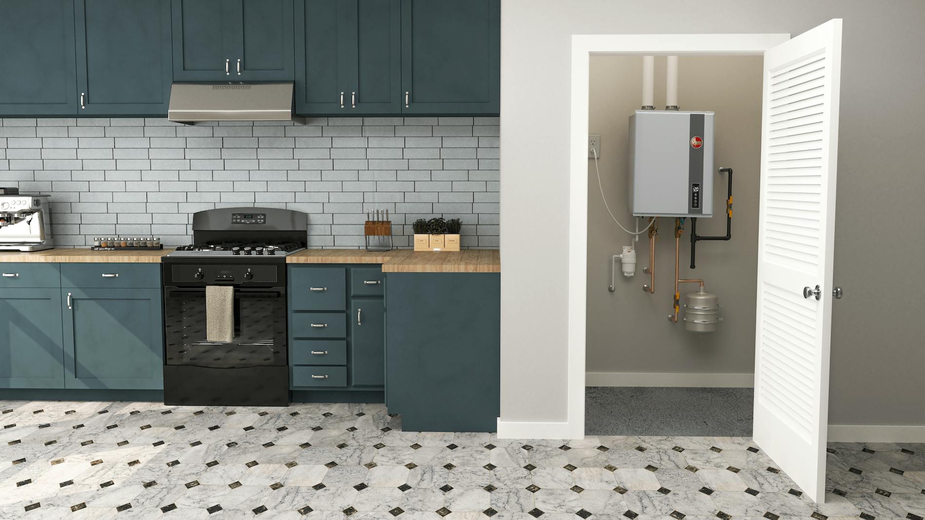 Scroll down to read about Rheem's new series of high-efficiency water heaters (shown, above) and to find out about other energy-saving home products. | Image: Rheem