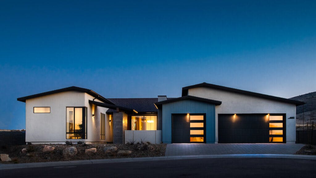 The 706 model at Jasper community in Prescott Valley, Ariz., starts at 2,531 square feet, with three bedrooms, a flex room, 2.5 baths, and a two-car garage (buyers can customize the floor plan with up to five bedrooms). Rooftop solar and energy storage are among the standard energy-efficiency features with this net zero ready home.