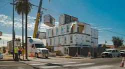 Watts Works’ recycled shipping containers were used in this 24-studio apartment building for homeless individuals. Photo courtesy Studio One Eleven