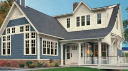 Exterior Portfolio® CraneBoard® T6 in Pearl, Portsmouth™ D7 Cedar Shingles in Regatta, Architectural Essentials Trim in Pearl
