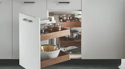 5 Hafele Fineline Kitchen Accessories In Magic Corner Walnut