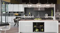 The main kitchen provides a hub for entertaining, with two islands featuring ample prep space, appliances, and seating. (Photos: Jeffrey A. Davis)