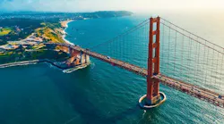 Aerial view of the Golden Gate Bridge in San Francisco, CA By Tierney - Adobe Stock