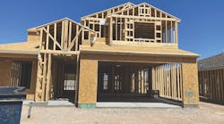 This framed house has no scrap, excess lumber, or panels lying around, indicating an accurate lumber take-off and efficient use of materials. | Photo: courtesy IBACOS This framed house has no scrap, excess lumber, or panels lying around, indicating an accurate lumber take-off and efficient use of materials. | Photo: courtesy IBACOS
