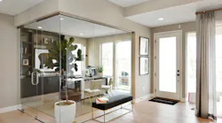 This Glass Walled Study At Luxe At Stapleton By Infinity Home Collection Allows Working Parents With Young Children To Limit The Noise While Keeping Visual Tabs On Their Kids’ Virtual Learning In Denver