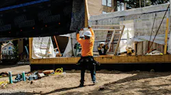 A wall panel is placed at the University of Colorado at Boulder's Solar Decathlon home in Fraser, Colo. Courtesy Solar Decathlon