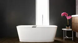 Wetstyle Straight Bath Tub Wall Hung Vanity With Flower
