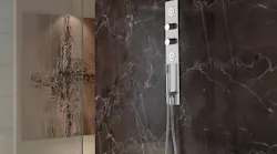 Lenova Thermostatic Pressure Balance Shower Valve Bath Installation Shower Black Marble Tiles