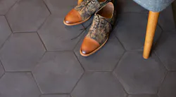Walker Zanger Cotto Toscano Floor Hexagon With Camouflage Shoes