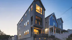 The Picket Fence Idea Home is a three-story detached townhouse consisting of a 2,007-square-foot unit above a 660-square-foot ADU.