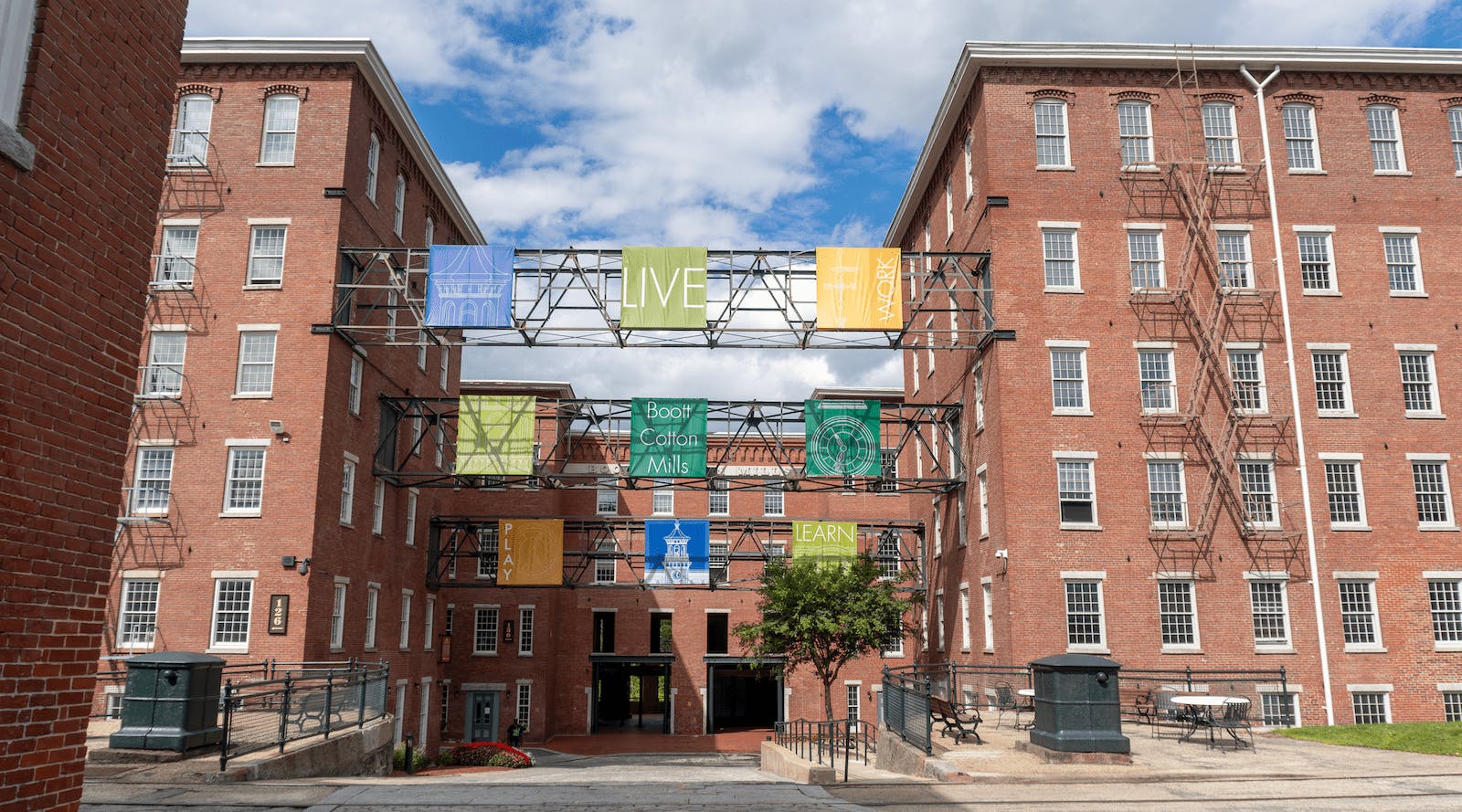 The adaptive reuse of the Boott Mills complex, in Lowell, Mass., was a major piece of urban planning that adds both housing and mixed use to a rejuvenated urban waterfront. Built from the mid-1830s to the early 20th century, the mill complex underwent extensive exterior restoration to ensure architectural detailing and historical integrity was retained.