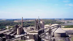 Aerial view of industrial-scale cement plant