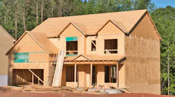 New single-family home framing under construction