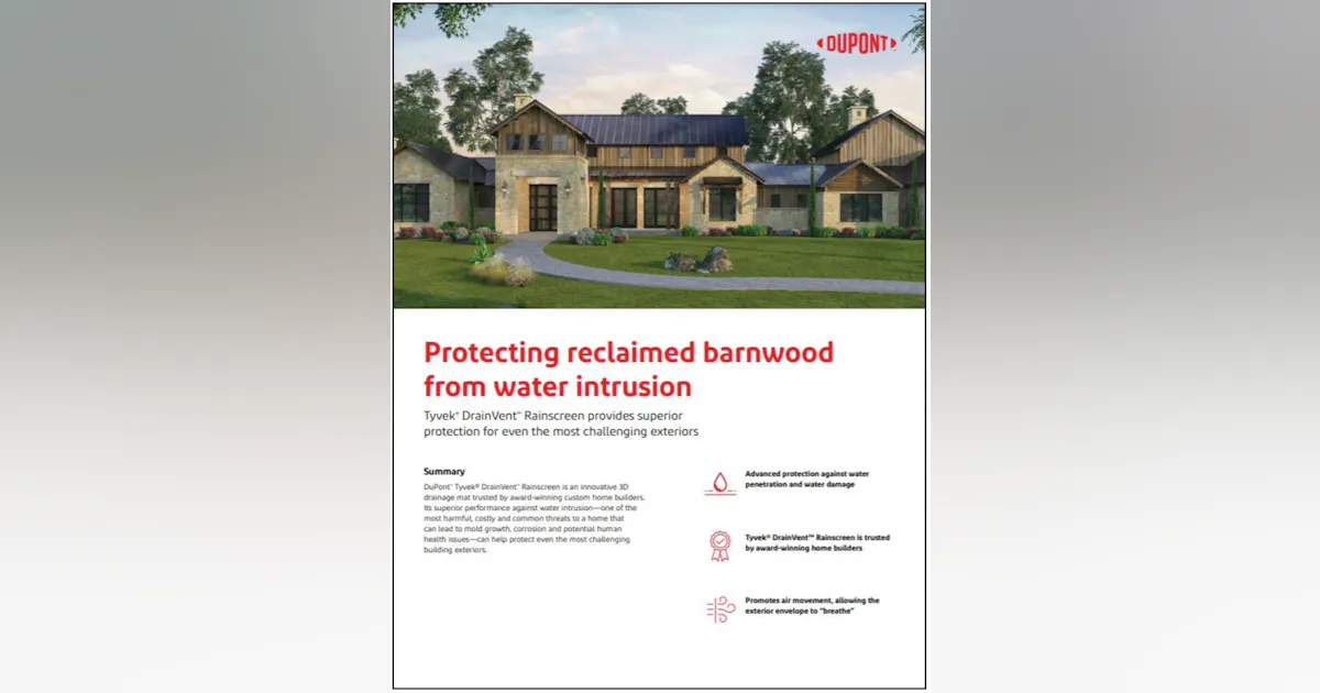 Tyvek® DrainVent™ Rainscreen protects reclaimed barnwood from water ...