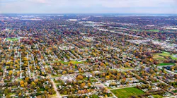 Aerial view of Detroit metro where housing prices have doubled
