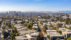 Aerial view of urban and more suburban housing in California