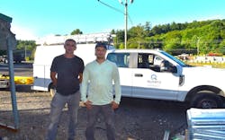 Andrii Korsun and Anton Nahornyi fled Ukraine with their families after the Russian invasion. They resettled in the Asheville, N.C., area with help from Lutheran Services Carolinas. Today, they have construction jobs with Quartz Properties Management. Andrii Korsun and Anton Nahornyi fled Ukraine with their families after the Russian invasion. They resettled in the Asheville, N.C., area with help from Lutheran Services Carolinas. Today, they have construction jobs with Quartz Properties Management.