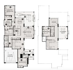 Robert Hidey Desert Mountain Villas, main and upper level plans Robert Hidey Desert Mountain Villas, main and upper level plans