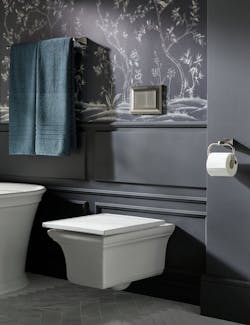 Kohler's wall-hung toilet has traditional, architectural touches Kohler's wall-hung toilet has traditional, architectural touches