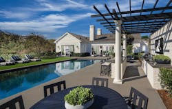 New Home Company Sky Ranch outdoor living with pool and pergola New Home Company Sky Ranch outdoor living with pool and pergola