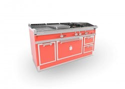 Officine Gullo professional cooking suite in coral Officine Gullo professional cooking suite in coral