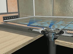 Bonded waterproofing system where all moisture is directed to the drain from the top of the assembly Bonded waterproofing system where all moisture is directed to the drain from the top of the assembly