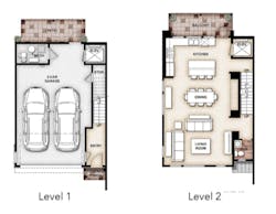 2019 Professional Builder Design Awards Gold Multifamily The Rouge at Pivot floor plans levels 1 and 2 2019 Professional Builder Design Awards Gold Multifamily The Rouge at Pivot floor plans levels 1 and 2
