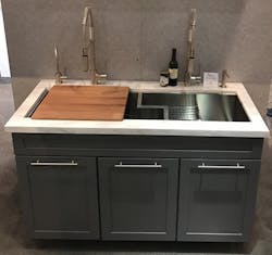 Rohl Culinario sloped sinks Kitchen with faucet wood cutting board Rohl Culinario sloped sinks Kitchen with faucet wood cutting board