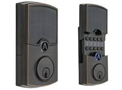 ARRAY By Hampton Barrington Tuscan Bronze Solar Panel Closed and Open to Show Hidden Metal Keypad ARRAY By Hampton Barrington Tuscan Bronze Solar Panel Closed and Open to Show Hidden Metal Keypad