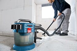 Bosch Cordless Wet Dry Jobsite Vac in use Bosch Cordless Wet Dry Jobsite Vac in use