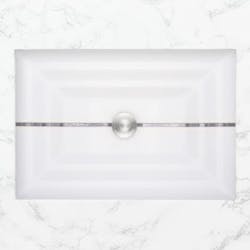 Linkasink Artisan Glass Sink rectangular stripe white matte silver plan Linkasink Artisan Glass Sink rectangular stripe white matte silver plan