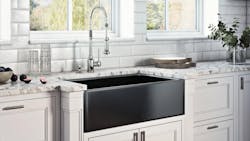 Ruvati Fiamma Farmhouse SInk black Installation white kitchen Ruvati Fiamma Farmhouse SInk black Installation white kitchen
