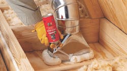 Spray foam in the attic to prevent ceiling air leaks Spray foam in the attic to prevent ceiling air leaks