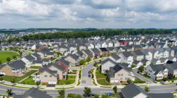 Aerial view of suburban area