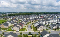 Aerial view of suburban area Aerial view of suburban area