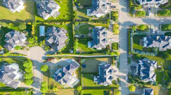 Aerial view of a luxury single-family home community