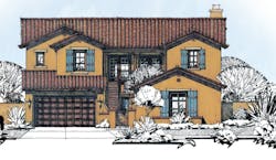 elevation of a prototype for 50-foot-wide-lot homes by Linderoth Associates elevation of a prototype for 50-foot-wide-lot homes by Linderoth Associates