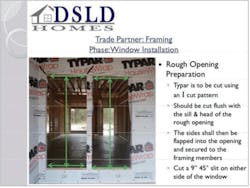 DSLD Homes' construction standards for window installation DSLD Homes' construction standards for window installation