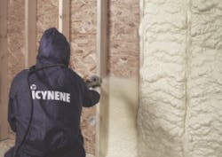 Installing Icynene spray foam insulation Installing Icynene spray foam insulation