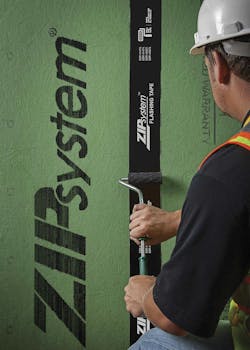Zip System sheathing and tape is a structural roof and wall system with an integrated water-resistant and air barrier that streamlines the weatherization of a building to a two-step process Zip System sheathing and tape is a structural roof and wall system with an integrated water-resistant and air barrier that streamlines the weatherization of a building to a two-step process